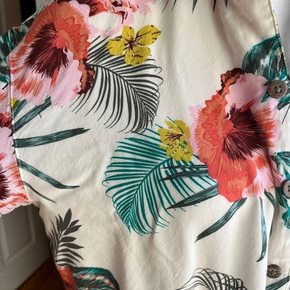 Men's Tropical Print Button Down Short Sleeve Shirt Hawaiian Resort Vacation - Picture 6 of 11